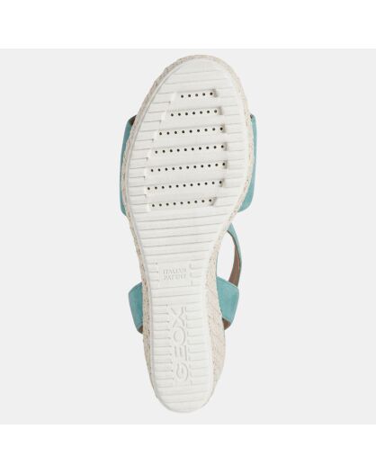 Sandales en Velours de Cuir de Chèvre Lipari bleues - Talon 7 cm